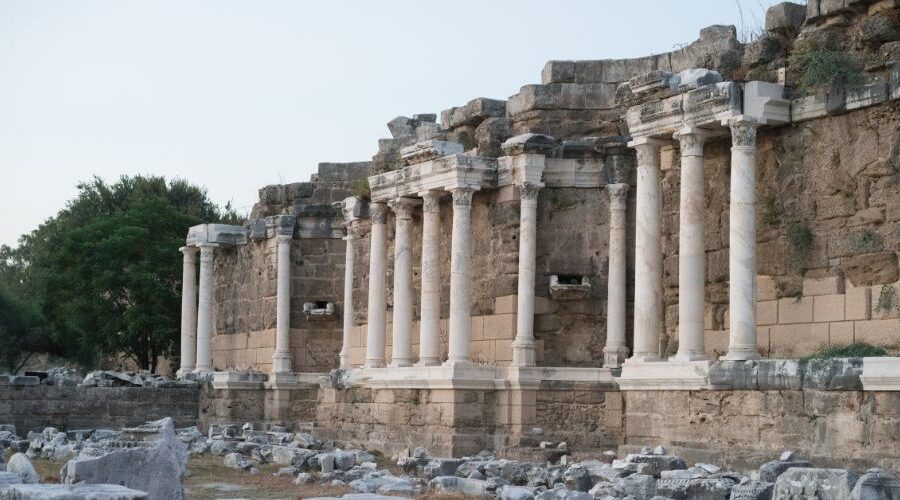 Antalya airport to Side, Ancient ruins Side Antalya.